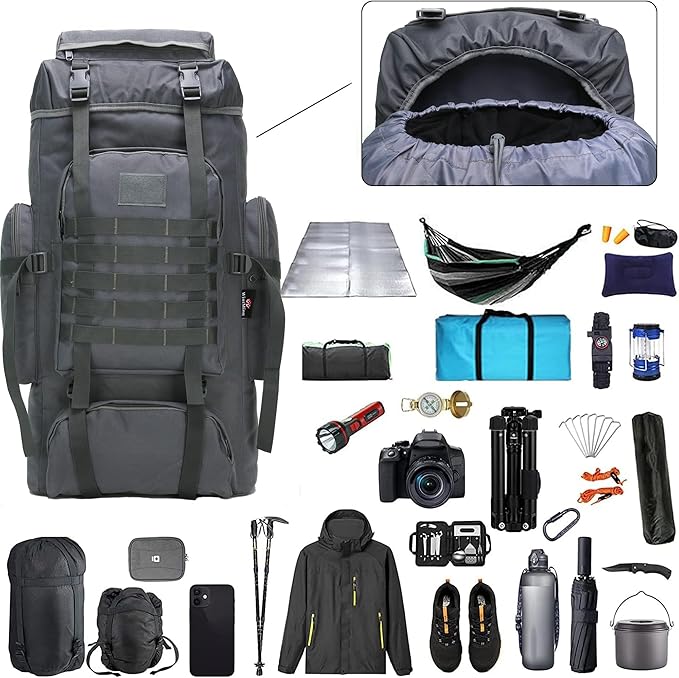 Hiking Backpack for Men 70L/100L Camping Backpack Military Rucksack Molle 3 Days Assault Pack for Climbing
