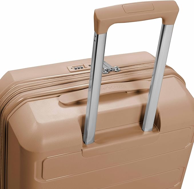 Traveler's Choice Pagosa Hardshell Expandable Luggage with Spinner Wheels, Latte Beige, 2-Piece Set (22/26)