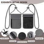Likesing 5.5" L x 7.9" W Travel Neck Wallet, RFID Blocking Passport Holder, Security Lightweight Passport Travel Wallet, Neck Pouch Gifts for Women Men(Grey)