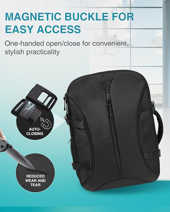 TSA-Friendly Travel Backpack with Laptop Compartment, 30L Carry-On Backpack for Men & Women, 180° Lay-Flat Design, Waterproof & Durable 1000D Oxford, Fits 15.6" Laptop
