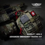 EVERLIT Advanced Emergency Trauma Kit, CAT GEN-7 Tourniquet Mil-Spec Nylon Laser Cut Pouch with 36" Splint, Military Combat Tactical IFAK for First Aid Response Bleeding Control