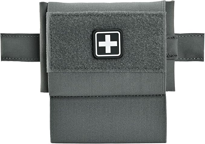 2-in-1 Micro Med Kit Med Pouch Tactical Mini First Aid Pouch Empty Small IFAK Pouch Compact Med Pouch EDC Bag with Tourniquet Holder |MOLLE Belt IFAK Micro Trauma Kit Pouch