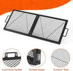 only fire Foldable X-Marks Fire Pit Cooking Grate, Portable Rectangle Campfire Grill Grate with Handles, Heavy Duty Steel Campfire BBQ Grill for Outdoor, 32 inch