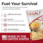 Legacy Food Storage 32 Serving Emergency Food Supply Bucket, 8 Entrees, 12,440 Total Calories, Shelf Stable Lunch & Dinner, Freeze Dried Survival Meals for MRE Camping, Hiking, Prepping