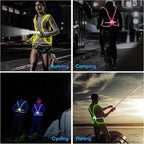 LED Reflective Running Vest Lights for Runners, Running Lights with Front Light, Safety USB Rechargeable Reflective Night Lights For Men/Women Running Walking Cycling, Three Light Modes with 7 Colors
