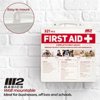 Premium 321 Piece First Aid Kit - M2 BASICS First Aid Kit for Home, Car, Business, Office, School, Travel, Camping, Outdoors - Emergency Medical Supplies, Durable Portable Hard Case