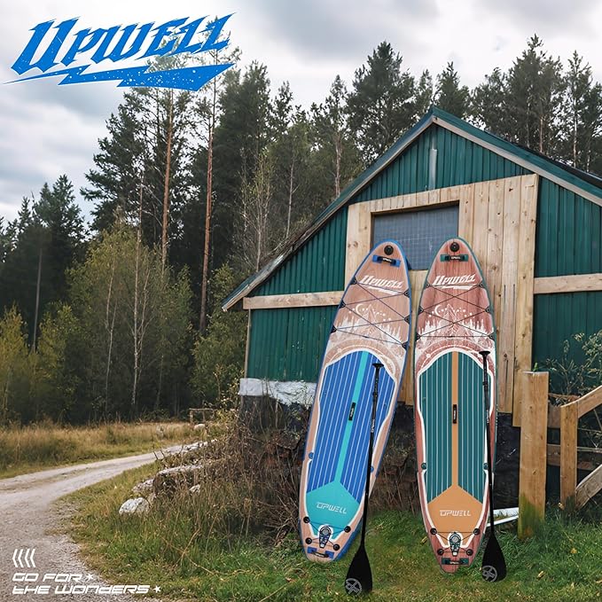 UPWELL 10'6"/11'/11'6" Inflatable Paddle Board, Stand Up Paddlboard for Youth & Adults, Stable Design, Premium SUP Accessories, Backpack, Leash, Hand Pump, Fins