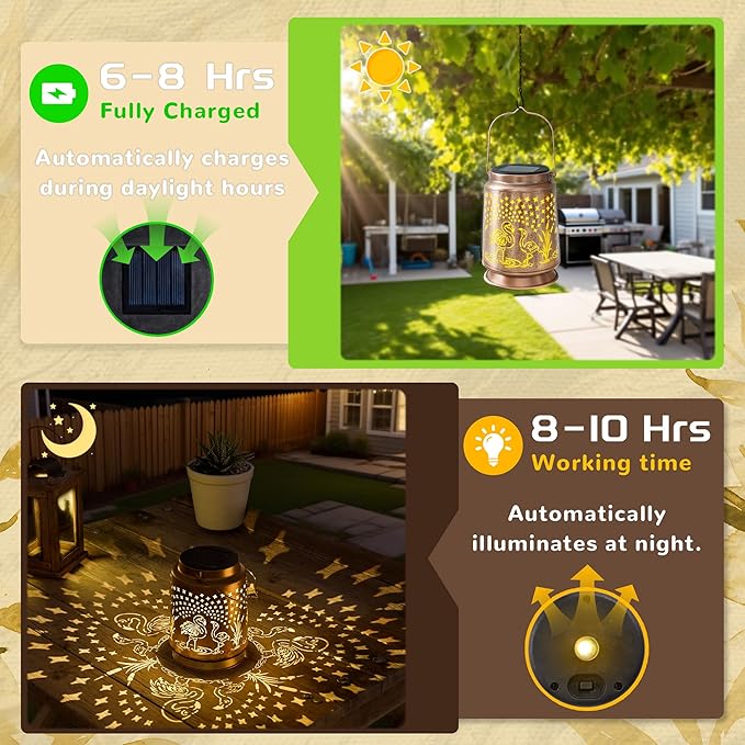 Flamingo Solar Lantern for Garden Outdoor Decor – Hanging Metal Light Decoration for Patio, Yard, Lawn, Pathway, Backyard – Birthday Gift for Mom, Women, Grandma