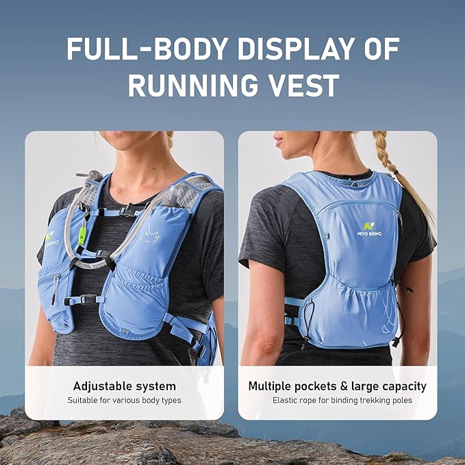 Running Vest with Water Bladder 1.5 Liter, Small Hydration Water Vest, Lightweight Hydration Pack Multi-Pocket 11x - for Hiking Race Trail Marathon for Women Men