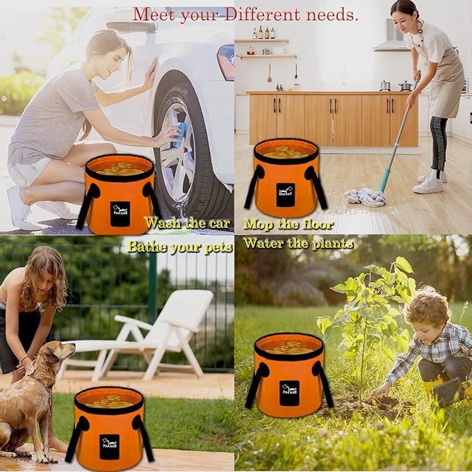 Esthesia Collapsible Bucket, 5 Gallon Portable Folding Water Container for Travelling, Camping, Hiking, Fishing, Gardening