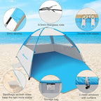 Gorich Beach Tent Sun Shelter for 3/4-5/6-7/8-10 Person with UPF 50＋ UV Protection, Lightweight & Easy Setup Beach Shade Canopy, Portable Beach Shade Tent Beach Cabana
