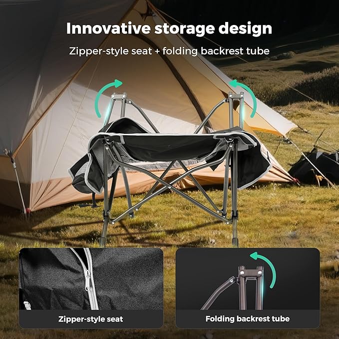 SUNNYFEEL High Back Camping Chair for Adults, Lightweight Camping Chair Support 250 lbs Heavy Duty, Compact Folding Chair Design, Portable & Collapsible Camping Chairs for Outdoor, Camp, Beach, Picnic