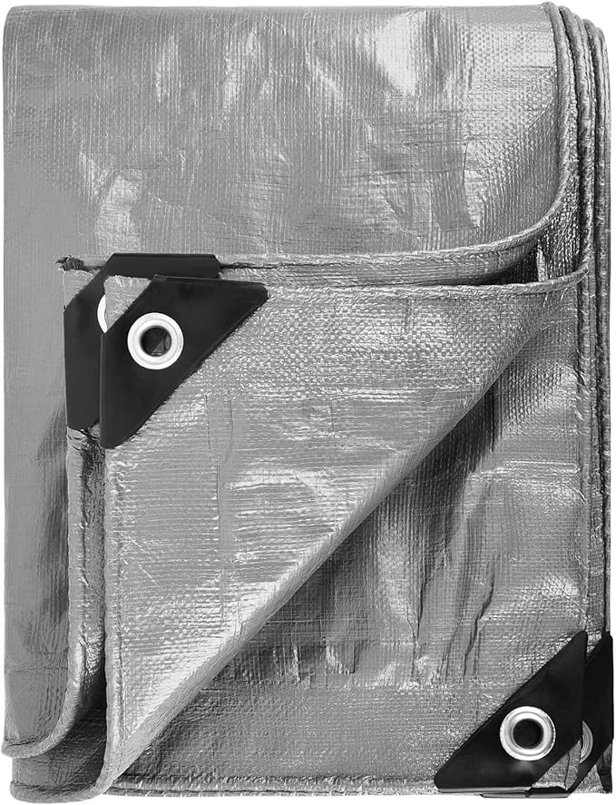 Heavy Duty 10 Mil Tarp Cover Waterproof UV Resistant Tarpaulin Used for Outdoor, Hunting, Camping, Backpacking, Canopy Tent, Ground Tarp, Cover Boat, Motorcycles, Roofs, Wood