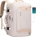 PIJUSHI Travel Backpack for Women Flight Approved Carry on Bag 16 inch Laptop Personal Item Daypack with Shoe Compartment(PE038 Beige)
