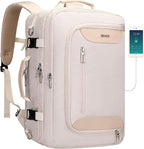 PIJUSHI Travel Backpack for Women Flight Approved Carry on Bag 16 inch Laptop Personal Item Daypack with Shoe Compartment(PE038 Beige)