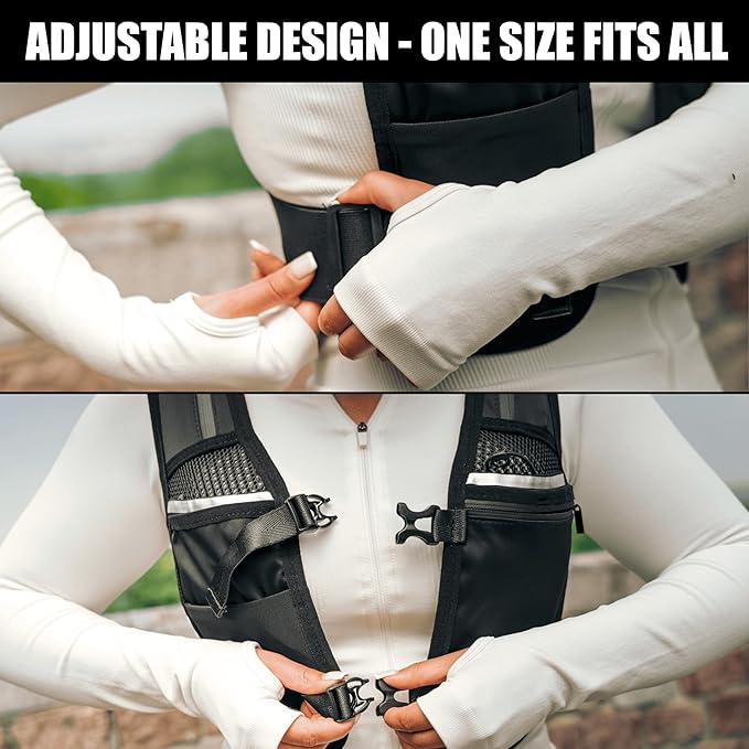 Running Phone Holder Vest with 500ml/17oz Running Water Bottle | Waterproof Phone Pouch Reflective Vest | 8 Pockets, Lightweight Hydration | Accessories for Men & Women