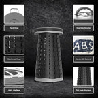 Upgraded Collapsible Stool with Max Load Capacity 330lbs Portable Telescoping & Folding Design Retractable Seat for Camping, Gardening, Fishing & Outdoor Adventures (Grey)