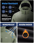 WULFUL Men's Softshell Jacket Waterproof Lightweight Insulated Windbreaker Fleece Lined Rain Shell Jacket for Hiking Travel