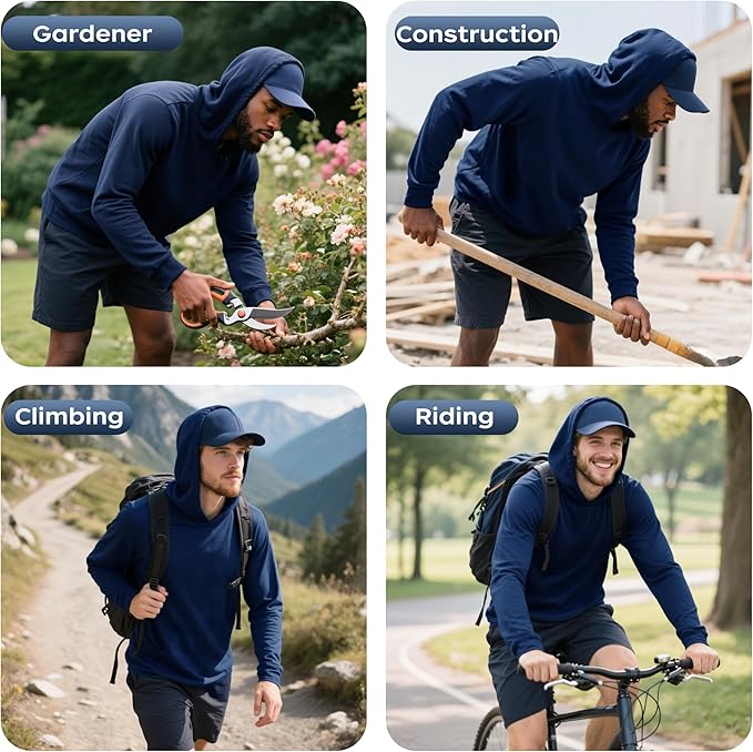 ProtectX High Visibility Sun Protection Lightweight Long Sleeve Hoodie, UPF 50+ Quick-Dry, SPF UV Shirt, Active Wear