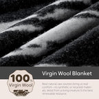 100% Wool Blanket, 62" x 86", Warm, Thick, Washable, Military Wool Blanket, Great for Camping, Outdoors, Sporting Events, Survival Kits,Black White Striped
