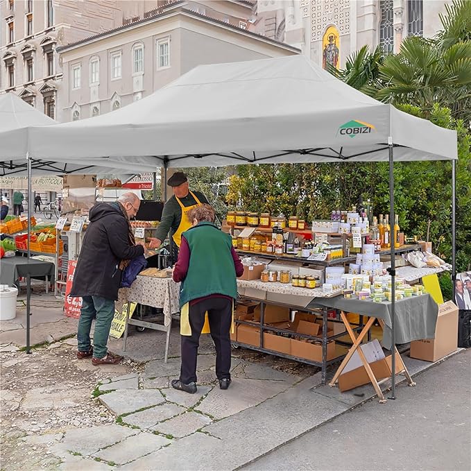 COBIZI 10x15 Pop up Canopy Tent 10x15 Canopy with 4 Sidewalls Waterproof Heavy Duty Commercial Canopy Tent for Parties Outdoor Tent Garden Gazebo Tent, Carry Bag(10x15ft, White)
