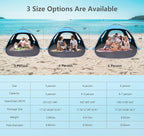 NXONE Beach Tent Sun Shade Shelter for 3/4/6 Person Person with UV Protection, Extended Floor, 3 Mesh Roll Up Windows & 8.0/8.5mm Fiberglass Rods丨Carry Bag Included