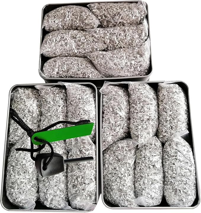 Magnesium Fire Starter Kit with Ferro Rod – Emergency Survival Fire Starting Gear with Pre-Shaved Magnesium & Fire Ropes – Waterproof Outdoor Kit for Camping, Hiking, Bushcraft