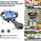 ARC Outdoor Propane Burner Stove, 13" Single Propane Burner, Cast Iron Portable Propane Burner With Adjustable Regulator And Stainless Steel Hose, Great For Outdoor Wok Burner