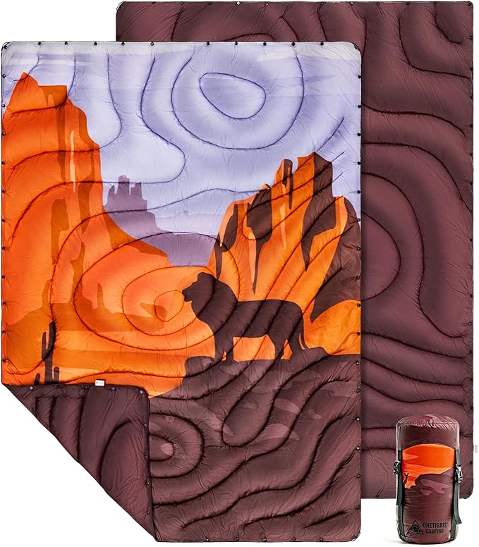 ONETIGRIS Camping Blanket,Wearable Outdoor Quilt with Recycled Thermal Insulation, Convertible to Sleeping Bag, Lightweight & Portable Travel Blanket for Camping &Hiking