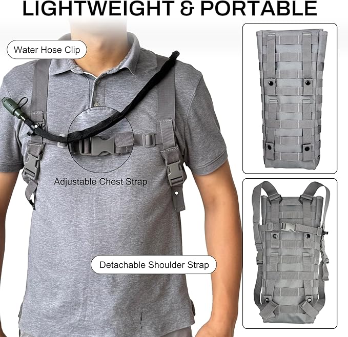 5L Hydration Pack, Water Backpack with 3L Water Bladder, MOLLE System for Outdoor Hiking, Biking, Running