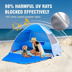 Pop Up Beach Tent for 4 Person with UPF 50+ Protection，Automatic Easy Setup Waterproof Beach Shade，Lightweight and Portable Beach Tent Sun Shelter - Dark Blue