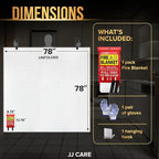 JJ CARE Fire Blanket – (X-Large) 6.5x6.5ft w/Hooks & Gloves, Emergency Fire Blanket for Home & Kitchen, High Heat Resistant Fire Suppression Blankets for Home Safety, Kitchen, Camping