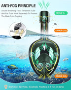 Greatever Full Face Snorkel Mask, Snorkeling Gear for Adults with Latest Dry Top Breathing System and Detachable Camera Mount, Foldable Snorkel Mask Adult, Snorkels Anti-Fog & Anti-Leak