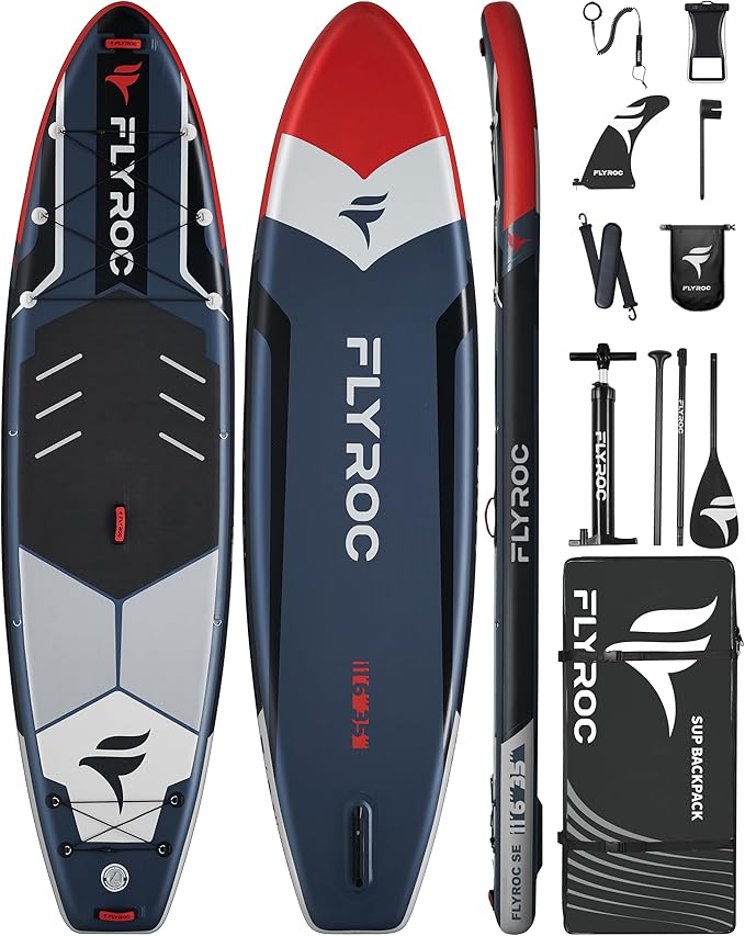 11'6x35'' Extra Wide Inflatable Paddle Board, 450lb Capacity Stand Up Paddle Board for Adults (x3), Stable Inflatable SUP, All Skill Levels, 3 Handles, 100L Backpack, 3PCS Paddle, 5L Dry Bag