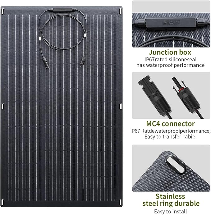 ALLPOWERS 100W Portable Solar Panel, SF100 Flexible Solar Panel, 24V Monocrystalline Solar Kit, 25% High Efficiency, IP68, for Power Station, Phones, Rooftops, Outdoor Camping and RVs