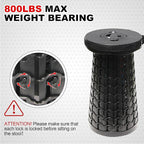 ALEVMOOM 18" Collapsible Stool, 800lbs Max Weight, Heavy Duty Portable Retractable Folding Telescoping Foldable Camping Stool for Adults Outdoor Fishing Travel BBQ (Black)