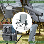 TIMBER RIDGE Oversized Folding Camping Chair High Back Heavy Duty for Adults Support up to 500lbs with Cup Holder, Side Pocket Cooler Bag