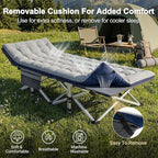 ABORON Camping Cot for Adult 28" Extra Wide, Heavy-Duty 1200D Oxford Cot for Sleeping, Portable Folding Camp Bed with Mat & Carry Bag