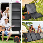 Takki 60W Solar Panel Foldable Solar Charger Kit with USB DC Type-C Ports for Portable Power Station Generator Camping Outdoor, 10 Connectors