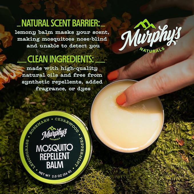 Murphy's Naturals Mosquito Repellent Balm for Outdoor Patio, Hiking, Camping, Plant-Based Cedarwood, Lemongrass & Rosemary, DEET-Free, 2oz, 2-Pack