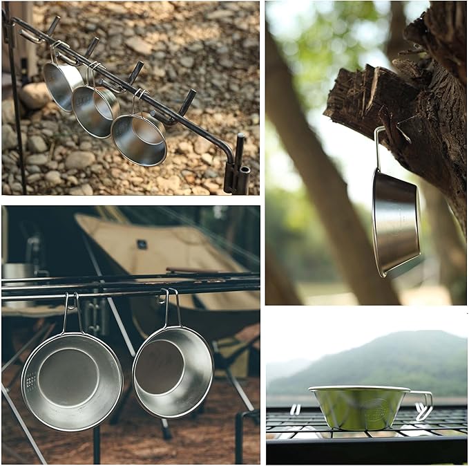 CAMPINGMOON 2pcs/4pcs Set Stainless Steel Camping Sierra Cup 310ml (4pcs Set)