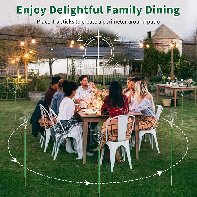 Mosquito Repellent Incense Sticks - 60 Plant-Based Citronella Incense Sticks for Backyard, Travel, Camping, Indoors, and Outdoor Patio