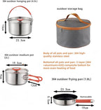 Camping Cookware Set 304 Stainless Steel 16-Piece Pots & Pans,Kettle, Storage Bag,Plates, Bowls, Knives, Forks, Spoons,Compact for Outdoors & Indoors Kitchen Campfire Hiking