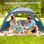 NXONE Beach Tent Sun Shade Shelter for 3/4/6 Person Person with UV Protection, Extended Floor, 3 Mesh Roll Up Windows & 8.0/8.5mm Fiberglass Rods丨Carry Bag Included