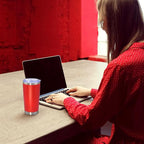 20 oz Tumbler with lid Double Wall Vacuum Insulated Tumblers Stainless Steel Coffee Mug Travel Coffee Tumbler Powder Coated Tumbler Cup Keep Hot&Cold - (Red 6 Pack)