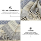 Wool Blanket | 100% Wool from New Zealand | Perfect as a Throw Blanket/Sofa Cover | Virgin Wool Blanket with Fringes in Stripes Designs (140 x 200 cm)