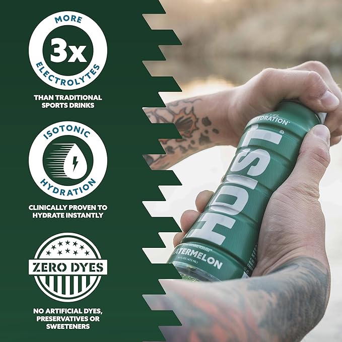 HOIST Premium Military Hydration Electrolyte Drink, Powerful IV-Level Hydration, Clinically Proven Performance Drink, Watermelon, 16 Fl Oz (Pack of 12)