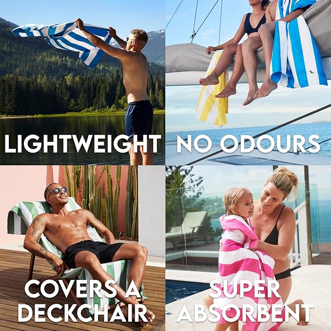 Dock & Bay Beach Towel - Quick Dry, Sand Free - Compact, Lightweight - 100% Recycled - Includes Bag - Cabana - Phi Phi Pink - Large (160x90cm, 63x35)