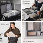 Aerotrunk Compression Packing Cubes for Travel - Luggage Organizer Bags - Double Zipper Packing Cubes for Suitcases (4-Pack, Mocha)