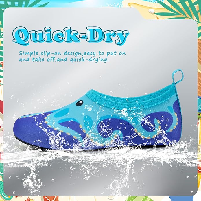 Deevike Kids Water Shoes Boys Grils Barefoot Quick Dry Aqua Socks Beach Shoes for Toddler Sports Swim Surf Outdoor Walking